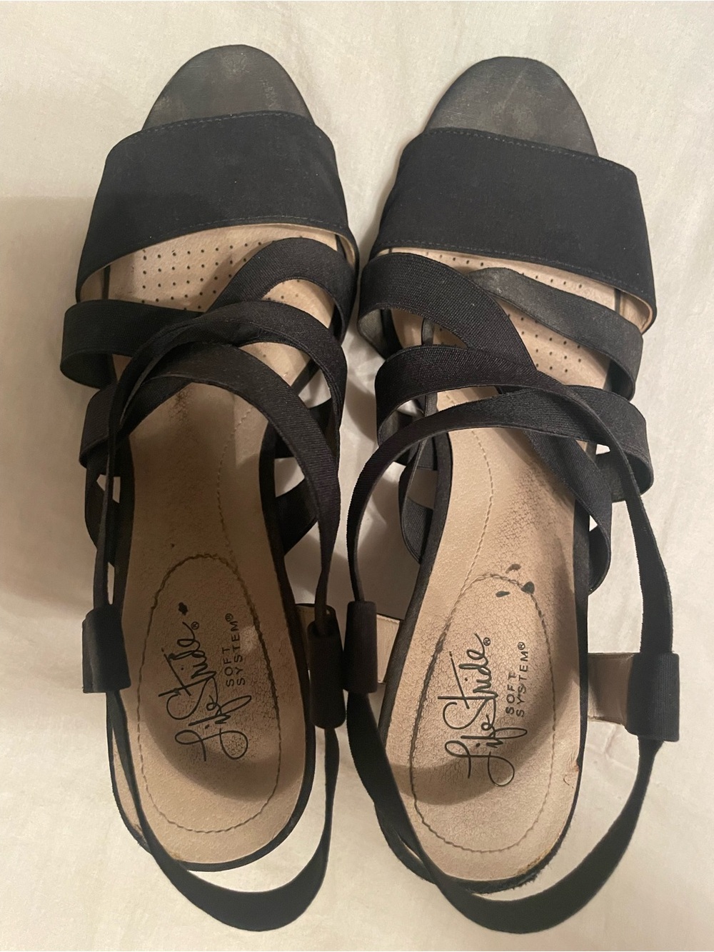 Life Stride Black Strappy Slingback Sandals